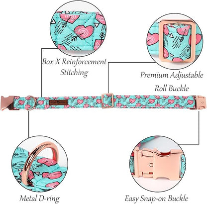 Lionet Paws Valentines Dog Collar Bowtie, Dog Bowtie Collar with Metal Buckle for Dogs, Adjustable Fabric Dogs Collars Girl Boy, S, Neck 10-16 in