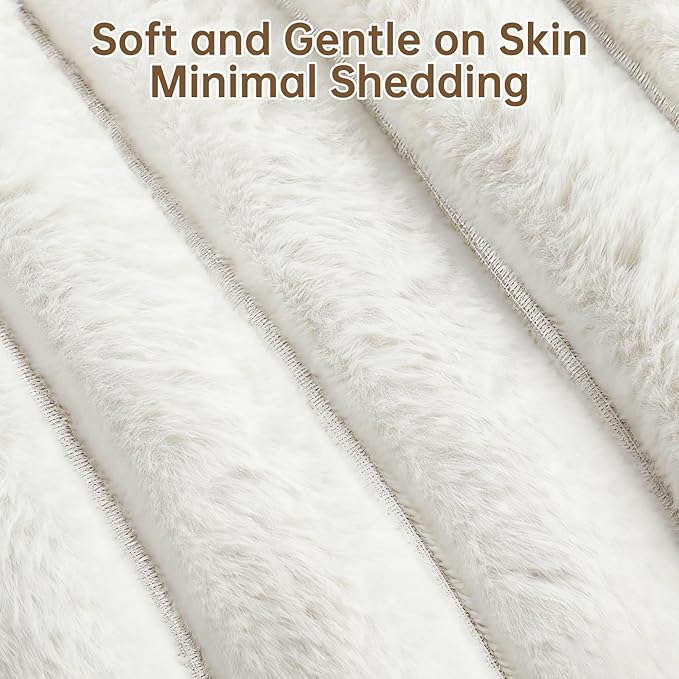 Vhen When Warming Faux Rabbit Fur Pet Beds – Luxurious Donut Dog & Cat Bed, Anti-Anxiety Calming Cuddler Bed for Small Medim Dogs, Washable Round Puppy Kitten Beds, Non-Slip Bottom(36x36x10, White)