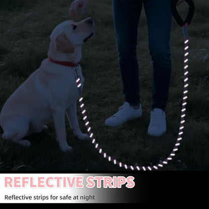 Mile High Life Reflective Dog Leash, with Comfortable Padded Handle, Pink Nylon Rope Leash with Steel Tips, Heavy Duty 4 Feet Pet Leashes (Pink,60 Inches)
