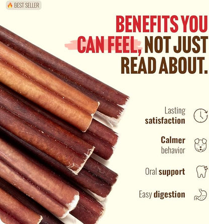 Natural Farm Bully Sticks (6 Inch, 15 Count), Single Ingredient: 100% Beef Chews, Grass-Fed, Non-GMO, Grain-Free, Fully Digestible Treats for Puppies, Small or Senior Dog