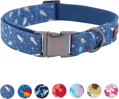 Elegant little tail Dog Collar, Blue Universe Pattern Pet Collar Durable Cute Dog Collars Male Pet Gift Adjustable Dog Collar for Medium Dogs