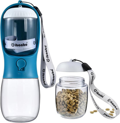 Cibaabo Dog Water Bottle with Food Container, Travel Puppy Water Bowl, Portable Pet Dispenser, Dog Stuff Accessories Items, Puppy Essentials Necessities for Yorkie Chihuahua Cat Walking and Hiking