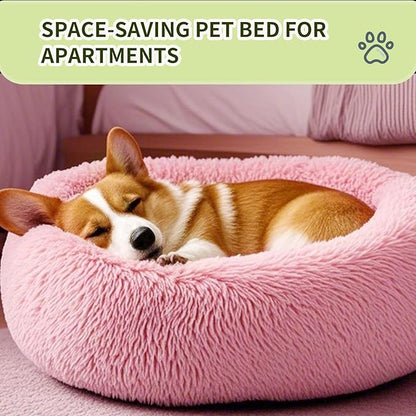 Comfort Donut Dog Bed for Small Dogs, Cat Bed & Pet Bed for Indoor Use, Medium Size with Soft Plush, Round Dog Beds for Large Dogs and Cats(Rubber Red,32''Lx32''Wx8''Th)