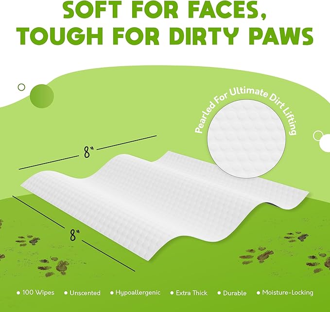 Lick-Safe Daily Pet Wipes for Dogs & Cats - Vet-Approved & Hypoallergenic - Cleans Mud, Odor & Dander - Wipes for Paws, Face & Butt - 10% to Charity - Earth-Friendly & Unscented Cleaning - Pack of 400
