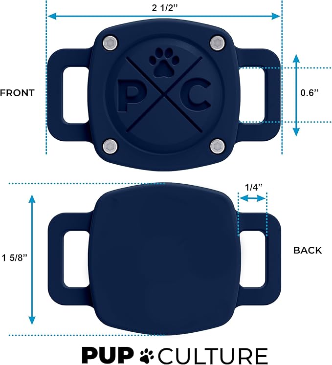 Pup Culture IP68 Waterproof AirTag Dog Collar Holder | 2.5X Stronger Than Competitors - Track Your Pet Using Apple AirTag Technology | Doesn’t Hurt Your Collar |Dog or Cat Collar Airtag Holder