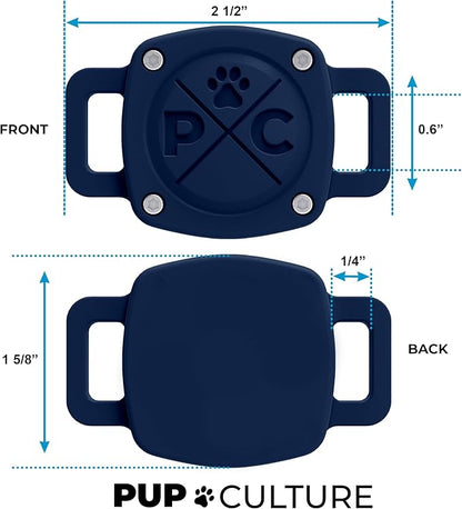 Pup Culture IP68 Waterproof AirTag Dog Collar Holder | 2.5X Stronger Than Competitors - Track Your Pet Using Apple AirTag Technology | Doesn’t Hurt Your Collar |Dog or Cat Collar Airtag Holder