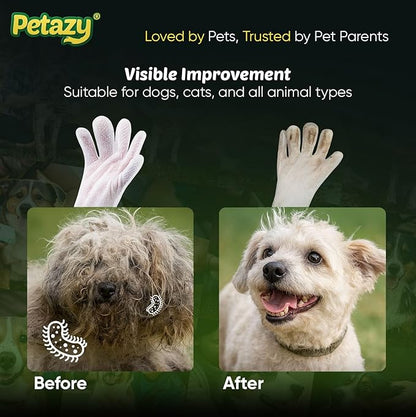 Petazy Pet Glove Wipes for Dogs & Cats – 25 Pack | Hypoallergenic, No Rinse, Extra Thick Cleaning Gloves with Aloe & Coconut Oil | Paws, Face, Ears & Butt | Travel Friendly, Gentle & Safe