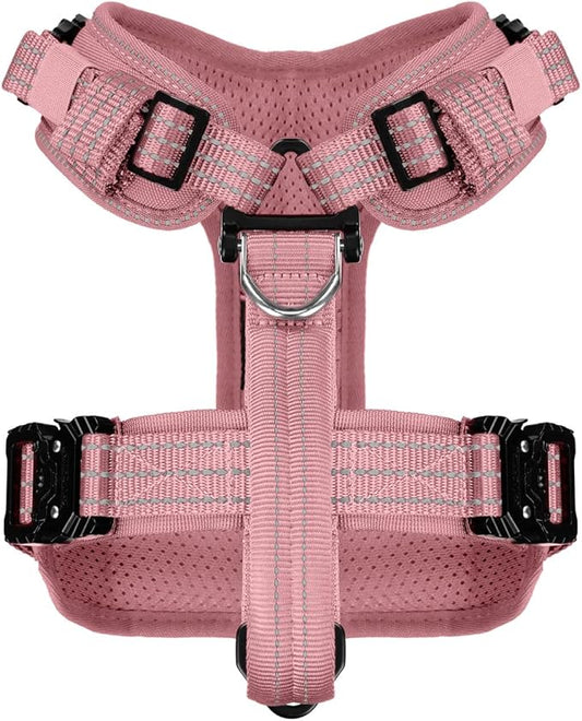ICEFANG Dog Strap Harness with All-Metal Hardware,for Small Sized Dog,K9 Vest,Y-Shape Soft Padding,Adjustable Pet Harness,No-Pull Front Leash Clip (Small (Pack of 1), Pink)
