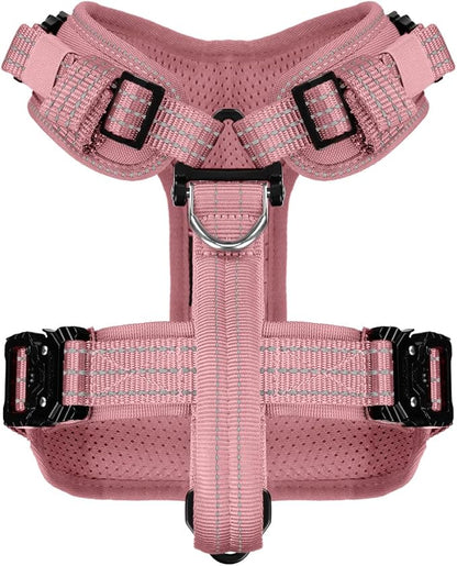 ICEFANG Dog Strap Harness with All-Metal Hardware,for X-Large Sized Dog,K9 Vest,Y-Shape Soft Padding,Adjustable Pet Harness,No-Pull Front Leash Clip (X-Large (Pack of 1), Pink)
