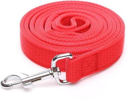 Strong Nylon Dog Leash with 2-Layer, 4 FT/ 6 Feet Long, 1 Inch Wide for Medium Large Dogs (1'' x 5 FT, Red)