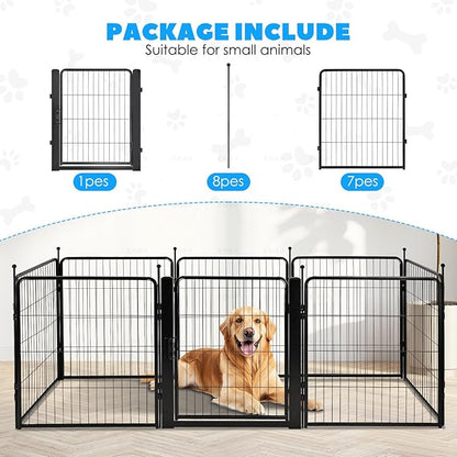 FreePet Dog Playpen for Indoor, Yard, RV Camping, 32 inch 8 Panels for Small and Puppy Dogs, Black│Patented (Black)