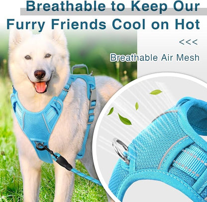 BARKBAY Dog Harness No Pull with ID Tag Pocket - Heavy Duty, Reflective, Easy Control for Small Dogs(Blue,S)