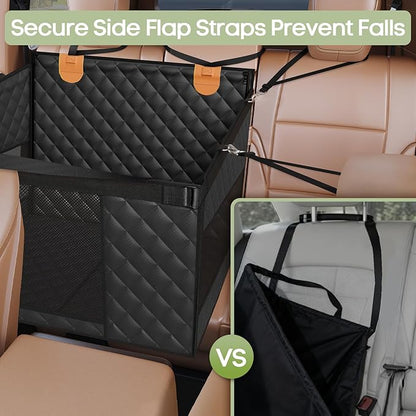 Smatto Dog Car Seat for Large Medium Dogs, Back Seat Extender for Pets with Hard Bottom, Strong Support Waterproof Dog Seat Cover with 3 Mesh Windows for Cars, Trucks and SUVs