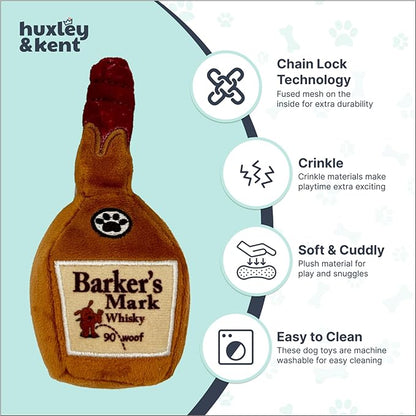 Huxley & Kent Funny Dog Toy w/Squeaker – Power Plush Squeaky Dog Toys for Small Dogs – Durable Small Stuffed Animal for Indoor Play & Fetch - Tiny Tuff Barker's Mark