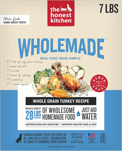 The Honest Kitchen Human Grade Wholemade™ Dehydrated Whole Grain Turkey Dog Food - Complete & Balanced Meal or Topper - 7 lb Box