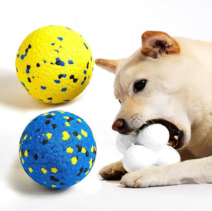 Kimee 3.9'' Dog Balls Tennis Ball for Aggressive Chewers, Atom Teething Balls Dog Chew Toys for Large Medium Small Dogs and Puppies, 3 Pack