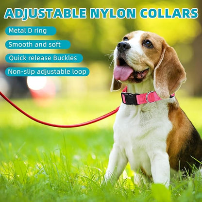 Amylove 27 Pcs Dog Collar Bulk Adjustable Nylon Puppy Collar for Small Medium Large Dogs Multiple Pet with Quick Release Buckle for PET Travel Walk Daily(Medium,Classic Colors)