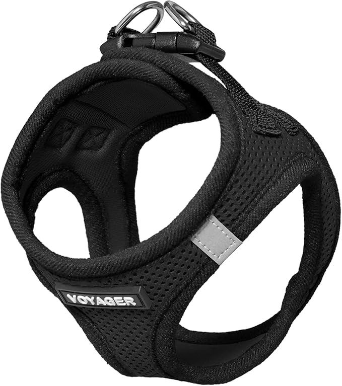 Best Pet Supplies Voyager Step-in Air Harness - All Weather Mesh, Reflective, No Pull Harness for Dogs, Cats - Secure with Hook & Loop Fastener, Buckle, Double D-Rings - Black, L