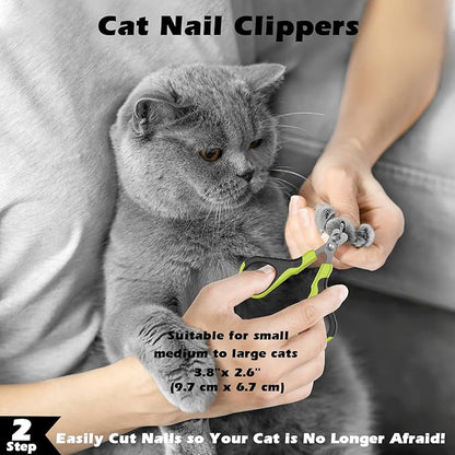 Comotech 3PCS Cat Grooming Supplies, Cat Brush & Nail Clipper/Trimmer & Flea Comb for Shedding Indoor Cats Essentials Stuff Accessories (Black)
