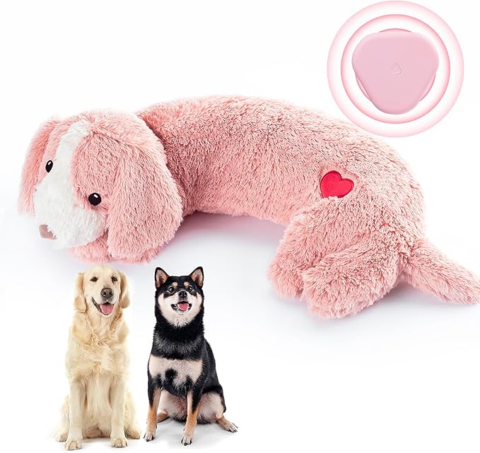 Moropaky Heartbeat Toy Puppy Heartbeat Stuffed Toy for Dog Calming Aid, Heartbeat Puppy Toy for Pets Anxiety Relief, Dog Comfort Toy for Behavioral Aid Crate Training, Puppy Essential