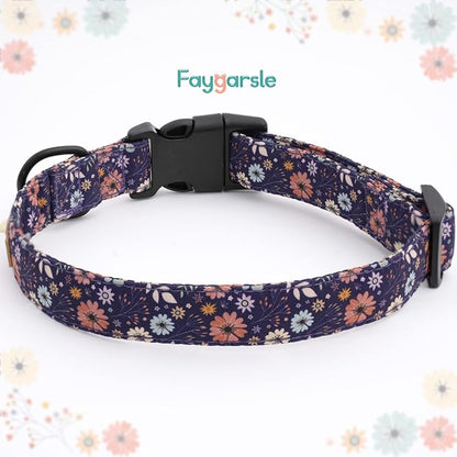 Faygarsle Floral Dog Collar for Girls and Female Dogs Soft and Fancy Pet Collar with Flower Design Ideal Purple Dog Collar for Small Medium Large Dogs M