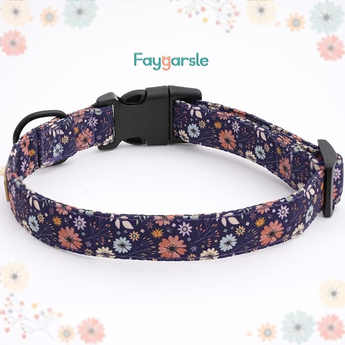 Faygarsle Floral Dog Collar for Girls and Female Dogs Soft and Fancy Pet Collar with Flower Design Ideal Purple Dog Collar for Small Medium Large Dogs S