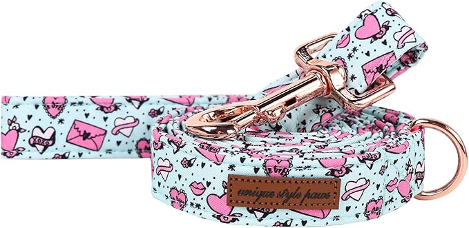 Unique Style Paws Valentiene's Day Dog Leash Heart Print Cotton Dog Leashs Leash for Small Medium Large Dogs New