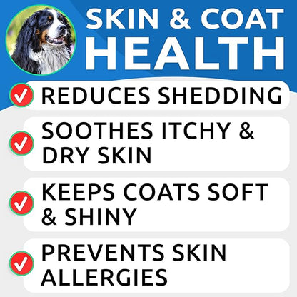 BARK&SPARK Omega 3 for Dogs - 180 Fish Oil Treats for Dog Shedding, Skin Allergy Chews, Itch Relief, Hot Spots Treatment - Joint Health - Skin and Coat Supplement - EPA & DHA Fatty Acids - Salmon Oil