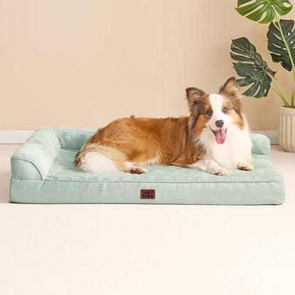 EHEYCIGA XL Dog Bed Memory Foam for Crate, Extra Large Dog Bed Orthopedic with Washable Removable Cover, Waterproof Pet Sofa Couch XLarge Size Dogs, 41x27x6.5, Greyish Green