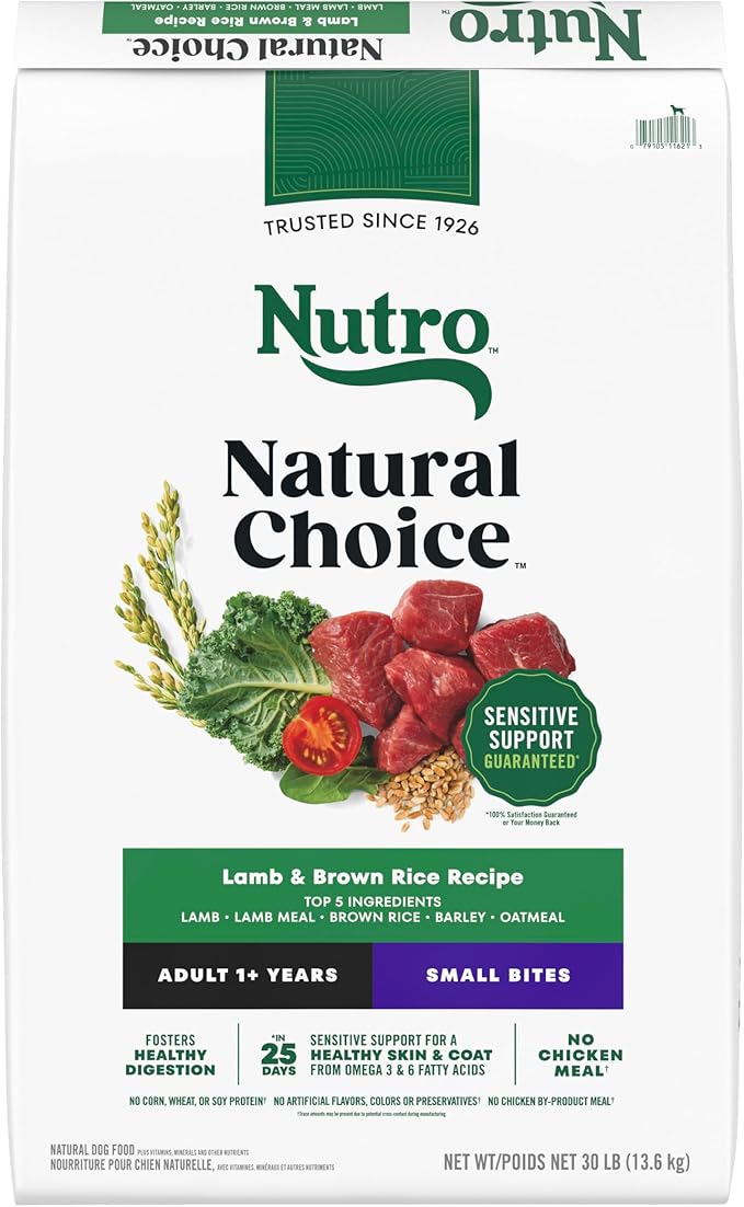 Nutro Natural Choice Adult Small Bites Dog Food, Lamb & Brown Rice Recipe, 30 lb. Bag