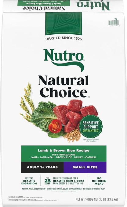 Nutro Natural Choice Adult Small Bites Dog Food, Lamb & Brown Rice Recipe, 30 lb. Bag