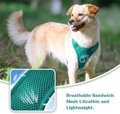 No Pull Dog Harness for Small Medium Large Dogs - Adjustable 2 Layer Mesh Dog Vest with Dual Clip, Escape Proof, Quick Release, Lightweight Breathable Mesh for Walking Hiking (MARRS Green,XS)
