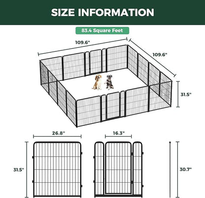 FXW Homeplus Unleashed Indoor Dog Playpen - Stress-Free and Safe Play, Heavy Duty 32 Inch 16 Panels Dog Pen for Small and Medium Dogs, Black│Patented