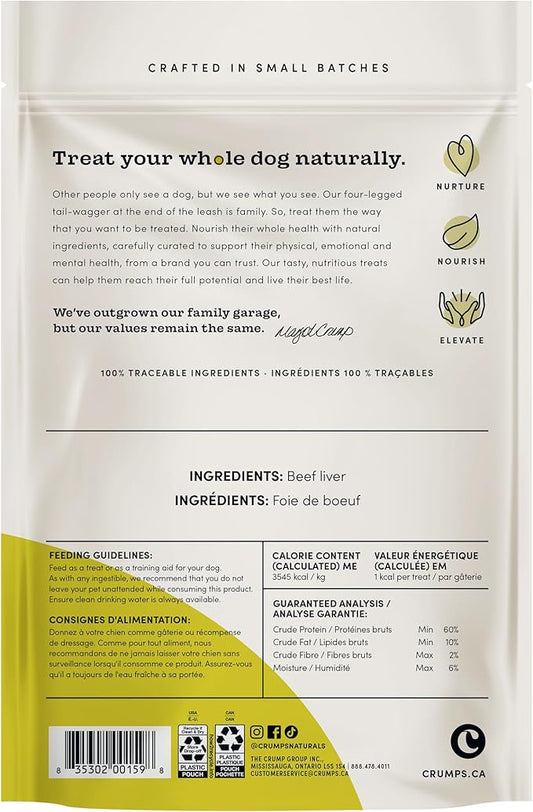 Crumps' Naturals Freeze Dried Beef Liver Mini Trainers, 4.4oz, Dog Treats