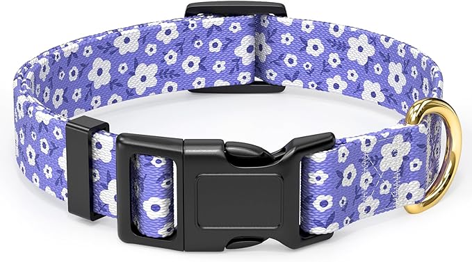 Rnivvi Dog Collar for Large Dogs, Cute Heavy Duty Adjustable Puppy Collar with Quick Release Buckle for Boy Girl & Female, Pet Accessories for Walking Running, L Length 1" Width, Purple White