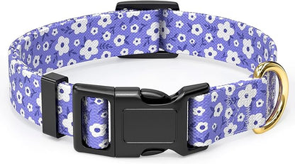 Rnivvi Dog Collar for Large Dogs, Cute Heavy Duty Adjustable Puppy Collar with Quick Release Buckle for Boy Girl & Female, Pet Accessories for Walking Running, L Length 1" Width, Purple White