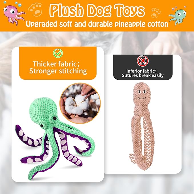Fuufome Large Squeaky Dog Toys- Plush Dog Toys with Soft Fabric for Small, Medium, and Large Dogs Daily Companionship, Training Reward Gift