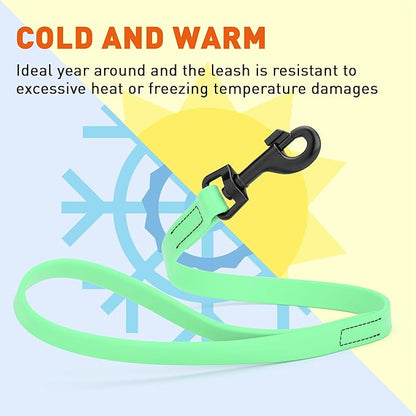 Dogline Biothane Waterproof Dog Leash Strong Coated Nylon Webbing with Black Hardware Odor-Proof Easy to Clean High Performance for Small or Large Dogs Made in USA 2 ft Lead, Sea Foam Green