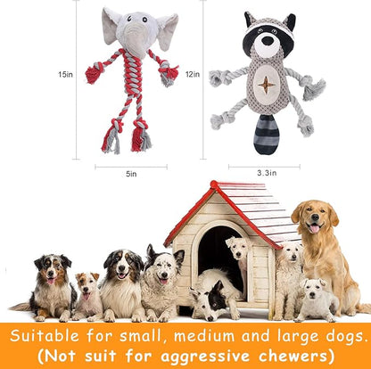 Rope Dog Toys to Keep Them Busy - Tug of War Dog Toys for Boredom Plush Interactive Squeaky Puppy Toys for Small Medium Large Dogs, Birthday Training Gifts