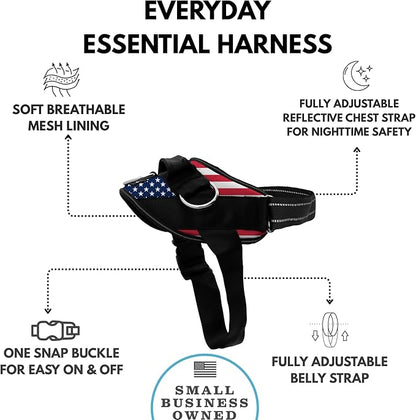 ShawnCo Essential Dog Harness, No-Pull Pet Vest with 3 Leash Clips, No Choke, Reflective, Adjustable and Padded, for Easy Walking and Training for Small, Medium and Large Dogs (Stars and Stripes, XL)