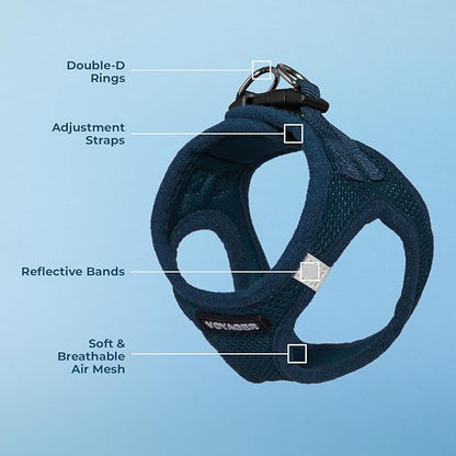 Best Pet Supplies Voyager Step-in Air Harness - All Weather Mesh, Reflective, No Pull Harness for Dogs, Cats - Secure with Hook & Loop Fastener, Buckle, Double D-Rings - Blue, XL