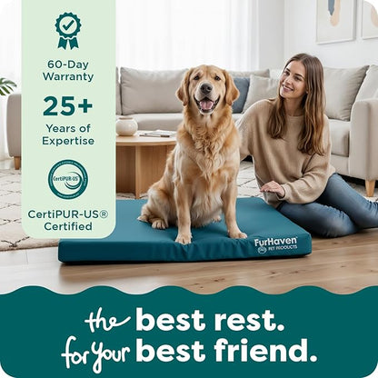 Furhaven Water-Resistant Orthopedic Dog Bed for Large Dogs w/ Removable Washable Cover, For Dogs Up to 95 lbs - Indoor/Outdoor Logo Print Oxford Polycanvas Mattress - Stone Gray, Jumbo/XL