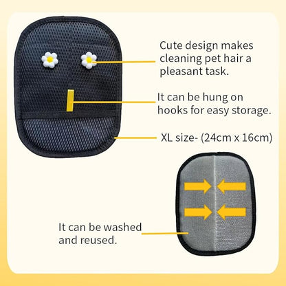 Reusable Electrostatic Pet Hair Removal Glove for Dogs & Cats, Extra Large Thickened Pet Grooming Magic Mitt for Furniture, Sofa & Clothes