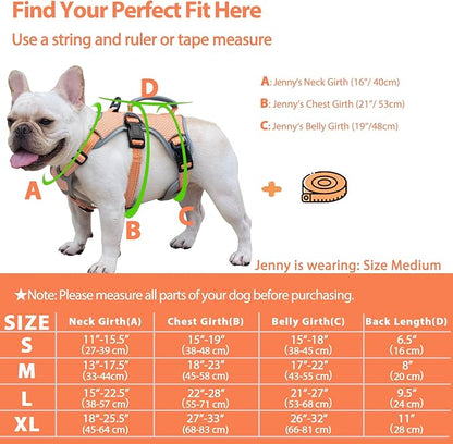 Huntboo Escape Proof Dog Harness, Escape Artist Harness, Reflective Dog Harness with Handle, Durable,Adjustable Vest for Small Medium Large Dogs Walking, Training, and Running Gear(Orange,M)