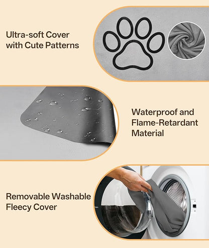Ringco Pet Heating Pad for Dogs with 12 Adjustable Temperature, Waterproof & Chew Resistant Dog Heating Pad with Timer, Heated Dog Bed with Fleecy Cover (L: 32” x 20”)