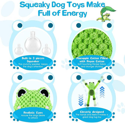 Jeefome Large Squeaky Dog Toys : Plush Stuffed Dog Chew Toy with Soft Fabric-Interactive Puppy Toys to Keep Them Busy