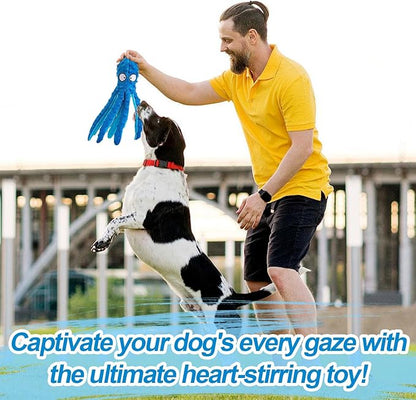 Alphatool Squeaky Dog Toys - No Stuffing Octopus Soft Plush Crinkle Toys to Keep Them Busy, Interactive Essentials for Small Medium Pets Dogs Gifts, 1pcs Blue