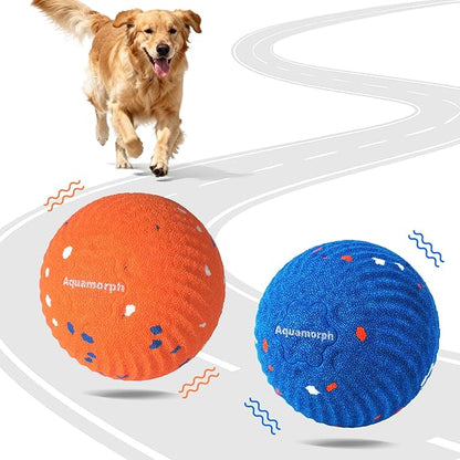 Aquamorph 2 Pack Interactive Dog Balls - Auto Moving Bouncing Vibrating Washable Dog Toys for Large Medium Dogs, Type-C Rechargeable, Blue and Orange, Ripple Pattern
