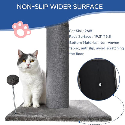 Cat Craft Cat Scratching Post Carpet Scratching Post 41" for Indoor Cats, Tall Cat Scratch Post, Carpet Cat Scratcher with Replaceable Toys, Sturdy Base, Large, Gray