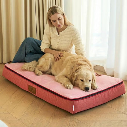 LIORCE Orthopedic Memory Foam XXL Dog Bed - 6" Thick Beds for Extra Large Sized Dog - Waterproof Removable Washable Cover & Wrap-Around Zipper - Ultimate Comfort & Easy Maintenance, Pink